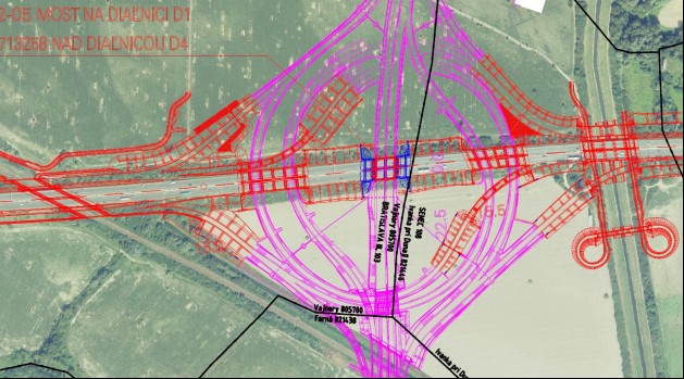 Mapa prepojenie diaľnice D1 a D4